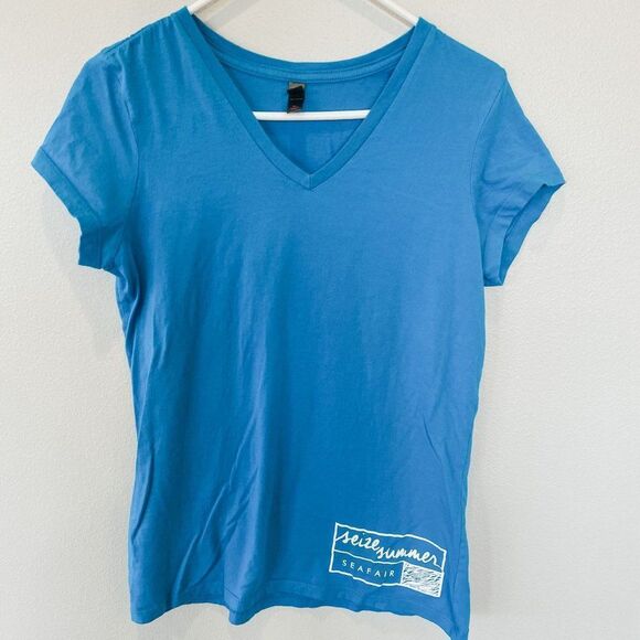 Seattle Seafair Beautiful Bright Blue Angels V-Neck T-shirt, Size XL - Picture 2 of 7